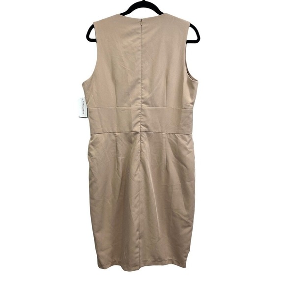 Alexia Admor Sheath Dress Plunge V Neck Sleeveless Lined Cuban Sand Women Size L - Picture 5 of 7